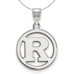Sterling Silver Rutgers Small Initial R Circle Necklace - 24 Inch